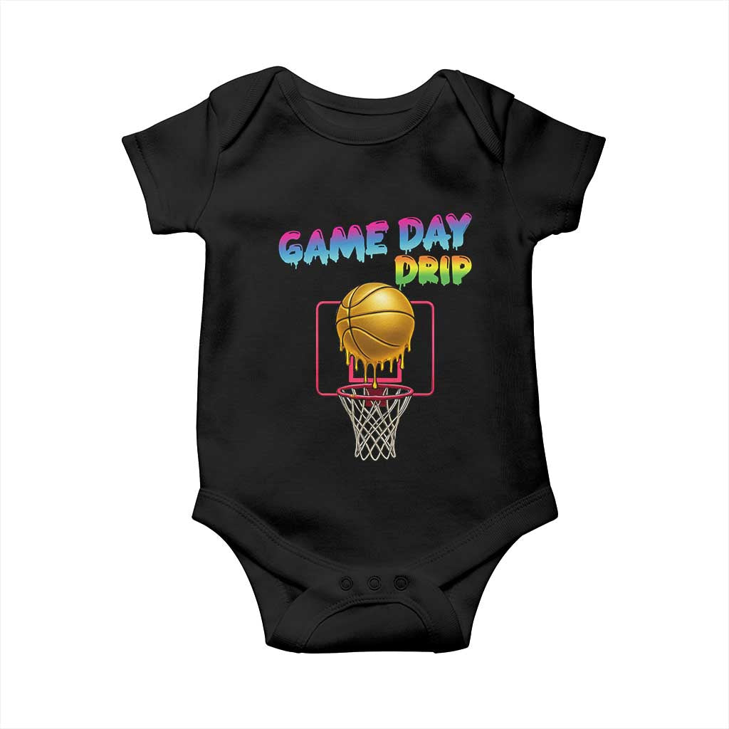 Game Day Drip Baby Onesie Funny Basketball Lover Street Style Design TS12 Black Print Your Wear