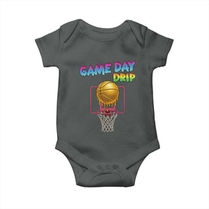 Game Day Drip Baby Onesie Funny Basketball Lover Street Style Design TS12 Dark Heather Print Your Wear