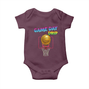 Game Day Drip Baby Onesie Funny Basketball Lover Street Style Design TS12 Maroon Print Your Wear