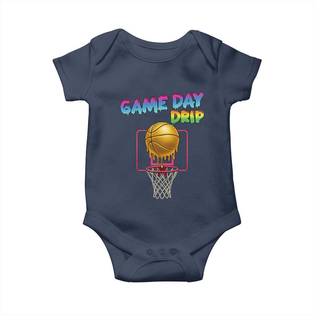 Game Day Drip Baby Onesie Funny Basketball Lover Street Style Design TS12 Navy Print Your Wear
