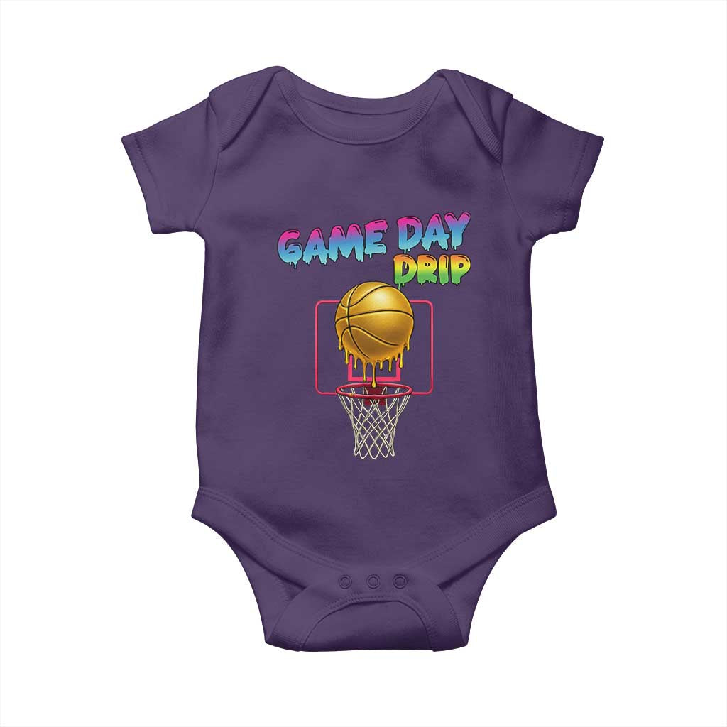 Game Day Drip Baby Onesie Funny Basketball Lover Street Style Design TS12 Purple Print Your Wear
