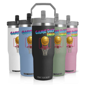 Game Day Drip Flip Straw Tumbler Funny Basketball Lover Street Style Design TS12 Print Your Wear