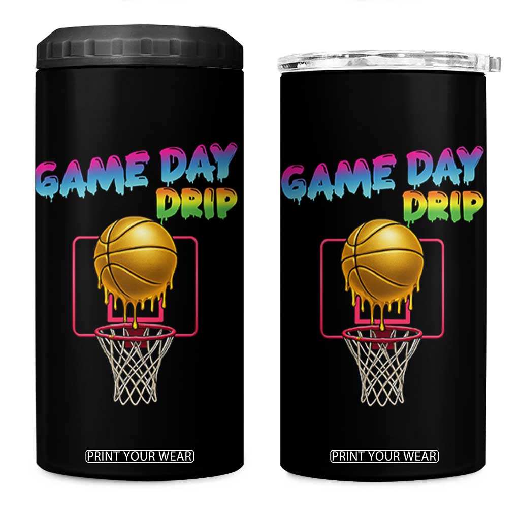 Game Day Drip 4 in 1 Can Cooler Tumbler Funny Basketball Lover Street Style Design TS12 One Size: 16 oz Black Print Your Wear