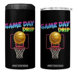 Game Day Drip 4 in 1 Can Cooler Tumbler Funny Basketball Lover Street Style Design TS12 One Size: 16 oz Black Print Your Wear