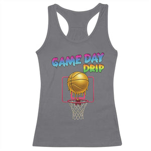 Game Day Drip Racerback Tank Top Funny Basketball Lover Street Style Design TS12 Charcoal Print Your Wear