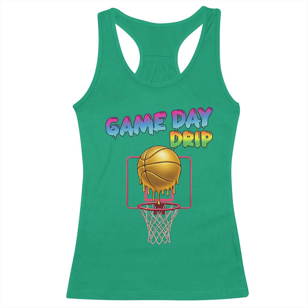 Game Day Drip Racerback Tank Top Funny Basketball Lover Street Style Design TS12 Irish Green Print Your Wear