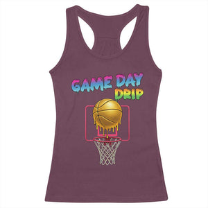 Game Day Drip Racerback Tank Top Funny Basketball Lover Street Style Design TS12 Maroon Print Your Wear