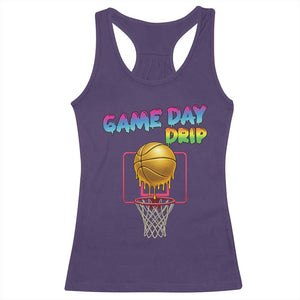 Game Day Drip Racerback Tank Top Funny Basketball Lover Street Style Design TS12 Purple Print Your Wear