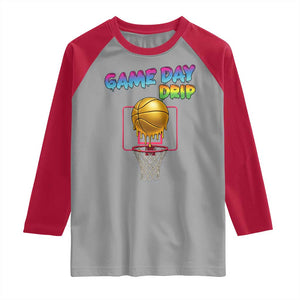 Game Day Drip Raglan Shirt Funny Basketball Lover Street Style Design TS12 Sport Gray Red Print Your Wear