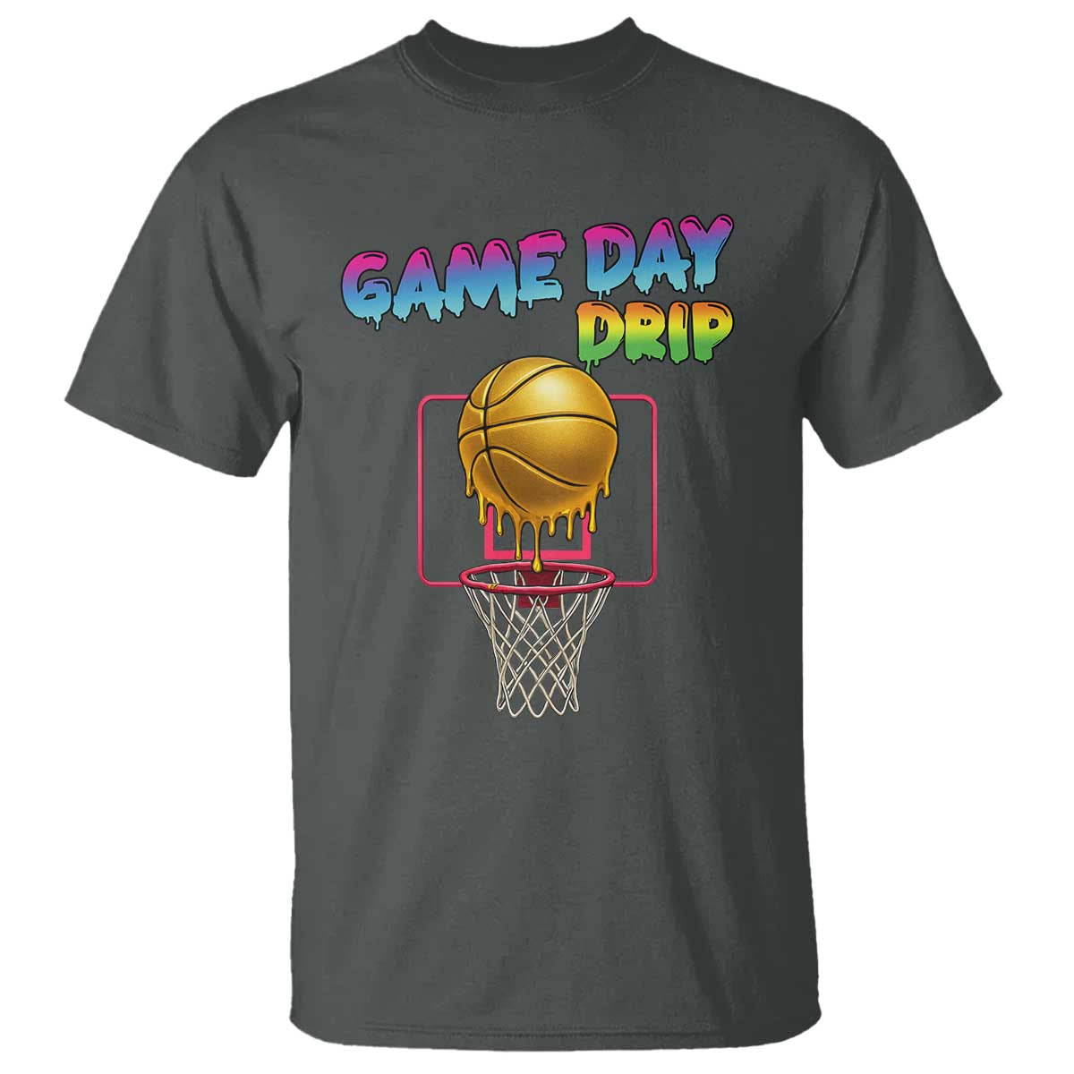 Game Day Drip T Shirt Funny Basketball Lover Street Style Design TS12 Dark Heather Print Your Wear
