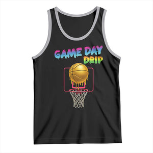 Game Day Drip Tank Top Funny Basketball Lover Street Style Design TS12 Black Athletic Heather Print Your Wear