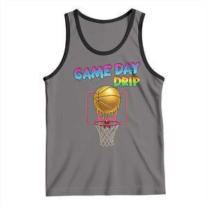 Game Day Drip Tank Top Funny Basketball Lover Street Style Design TS12 Deep Heather Black Print Your Wear