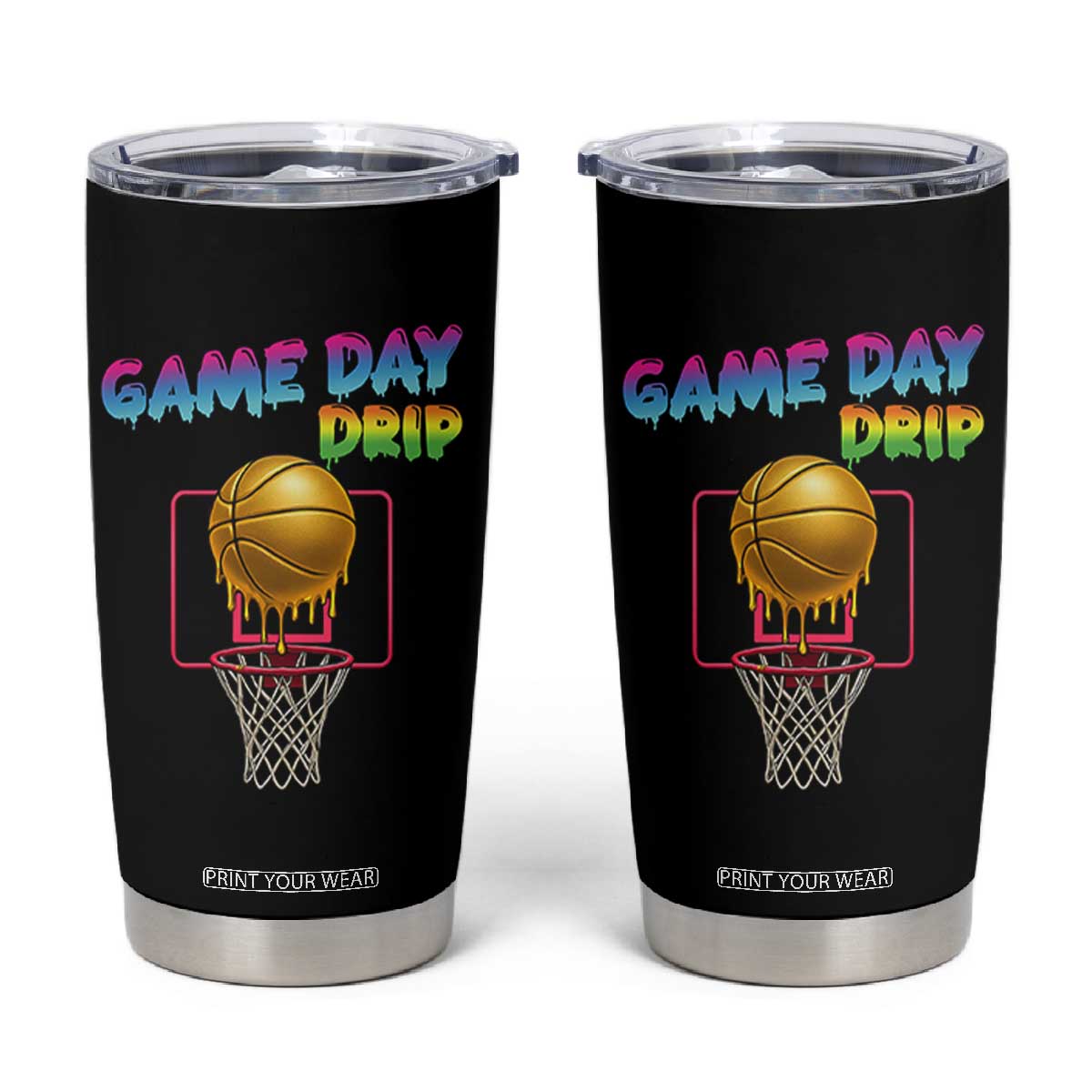 Game Day Drip Tumbler Cup Funny Basketball Lover Street Style Design TS12 Black Print Your Wear