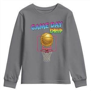 Game Day Drip Youth Sweatshirt Funny Basketball Lover Street Style Design TS12 Charcoal Print Your Wear