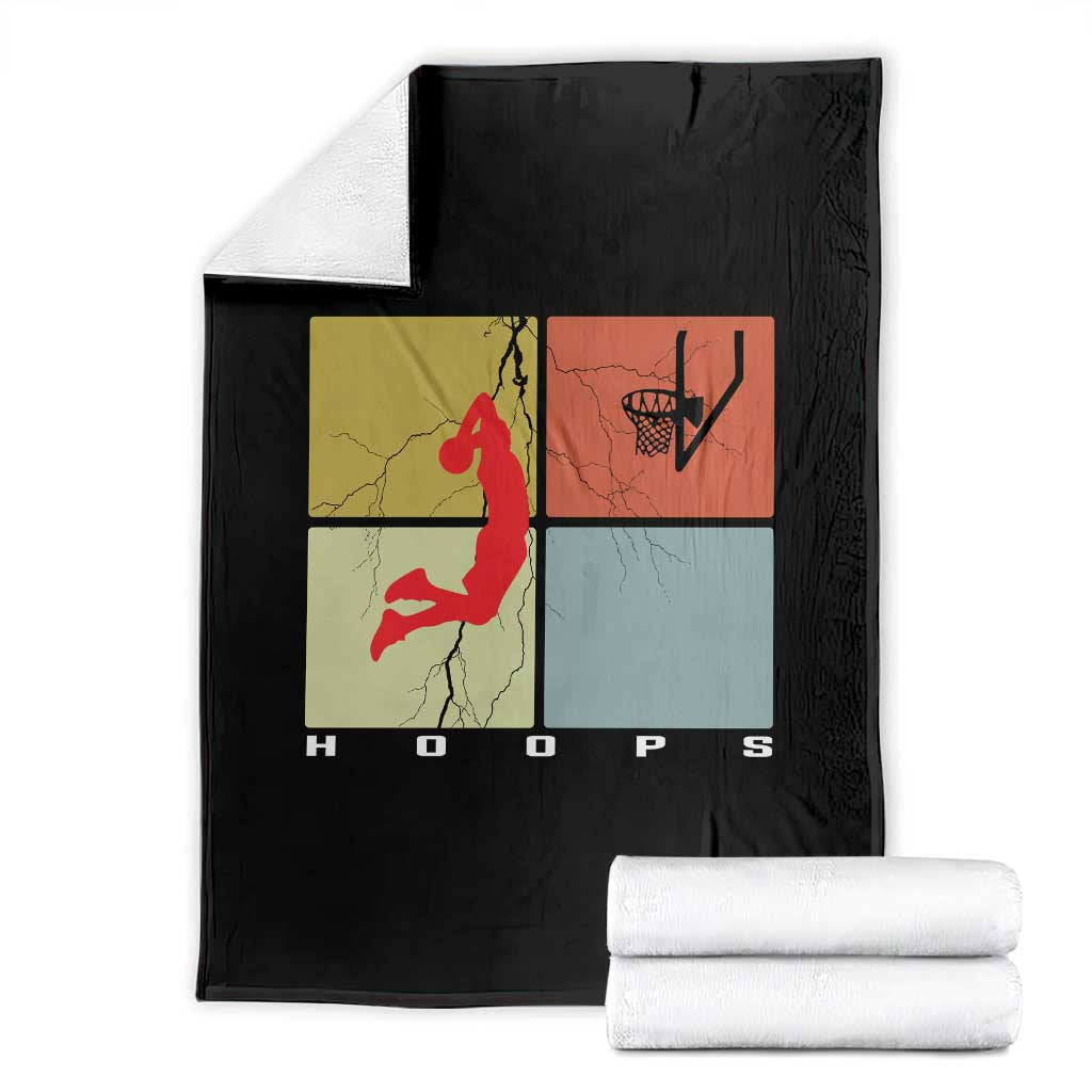 Hoops Life Throw Blanket Retro Basketball Dunk Silhouette TS12 Black Print Your Wear