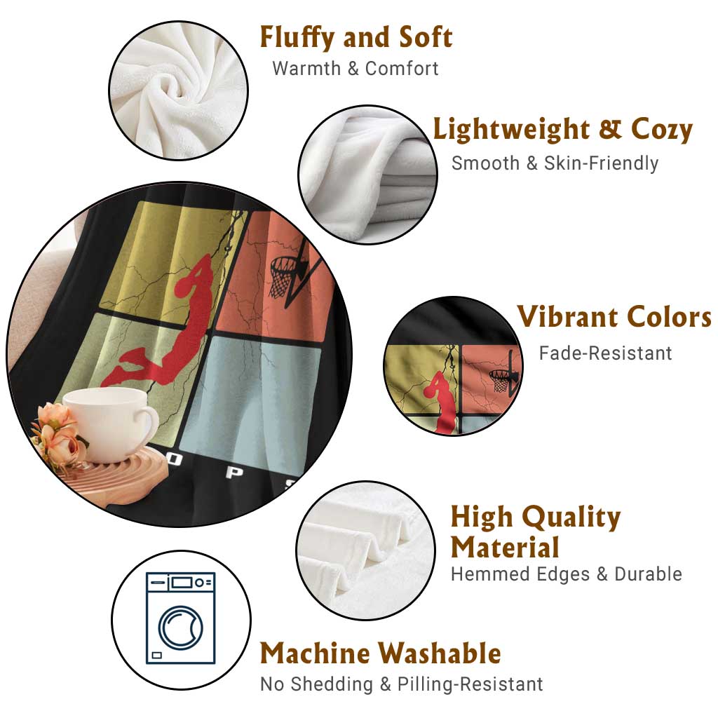 Hoops Life Throw Blanket Retro Basketball Dunk Silhouette TS12 Print Your Wear