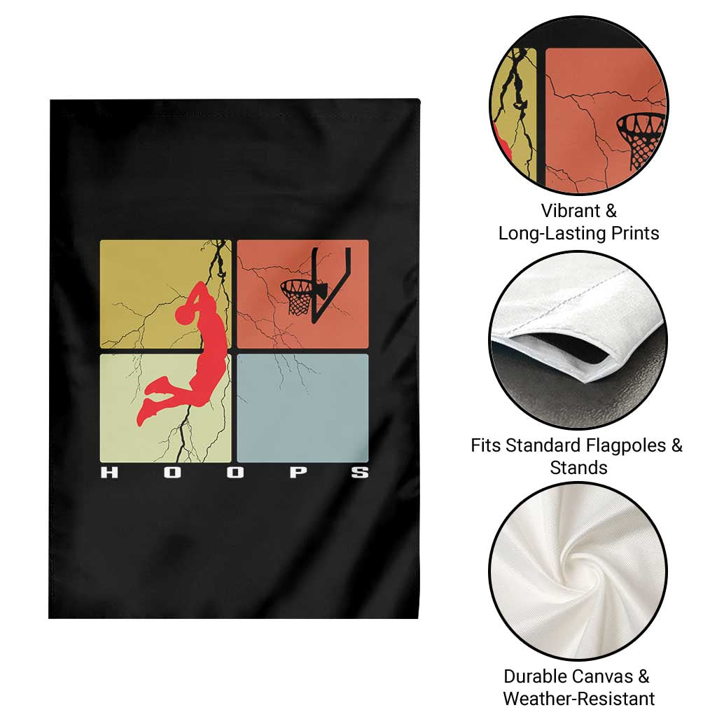 Hoops Life Garden Flag Retro Basketball Dunk Silhouette TS12 Print Your Wear