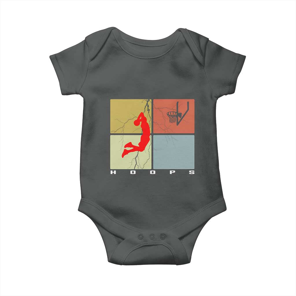 Hoops Life Baby Onesie Retro Basketball Dunk Silhouette TS12 Dark Heather Print Your Wear