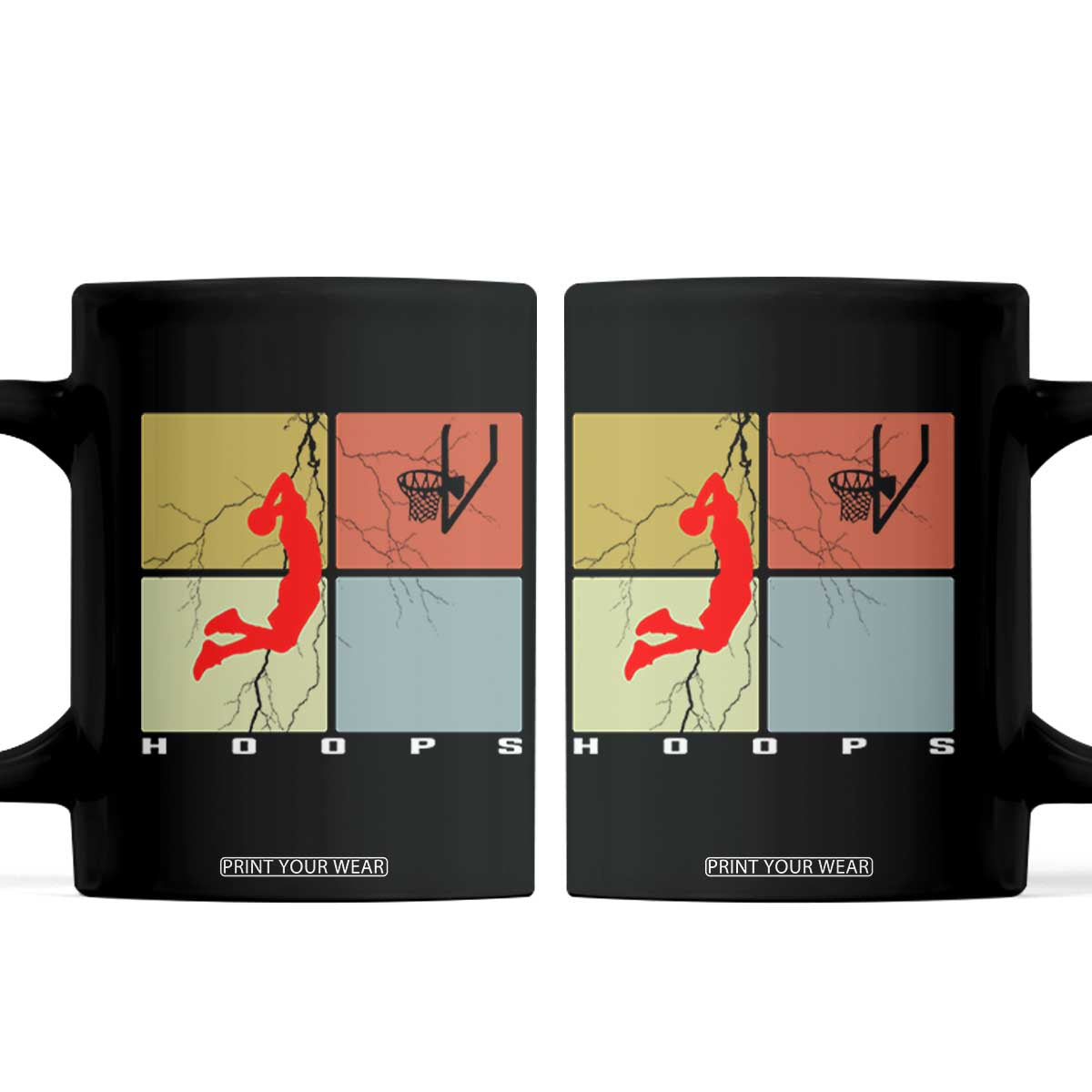 Hoops Life Coffee Mug Retro Basketball Dunk Silhouette TS12 Black Print Your Wear