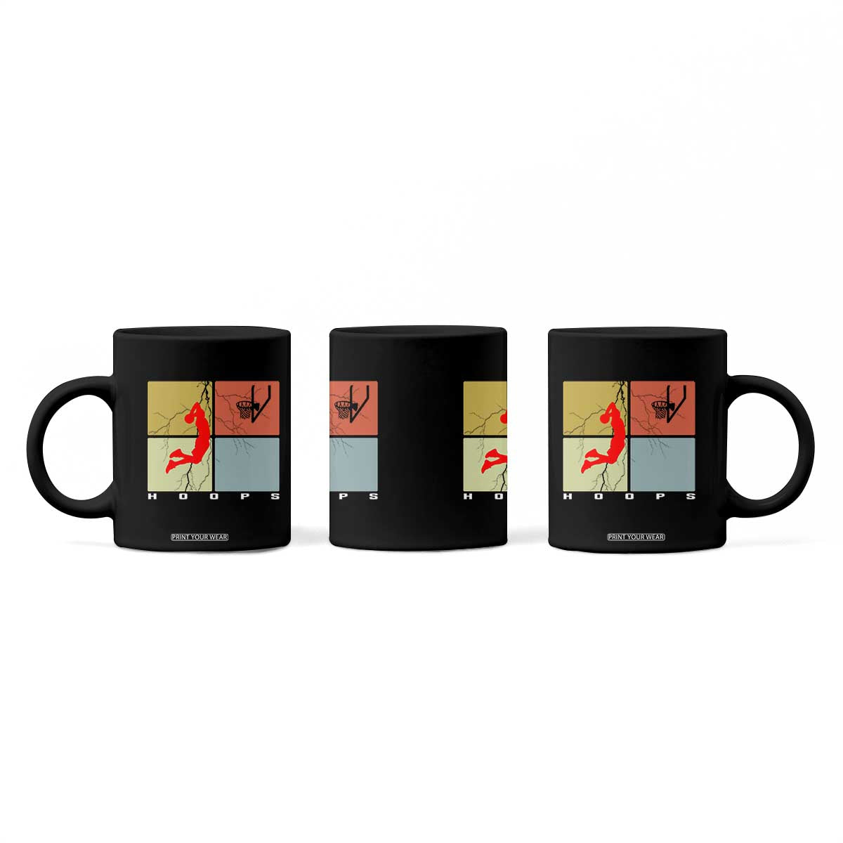 Hoops Life Coffee Mug Retro Basketball Dunk Silhouette TS12 Print Your Wear