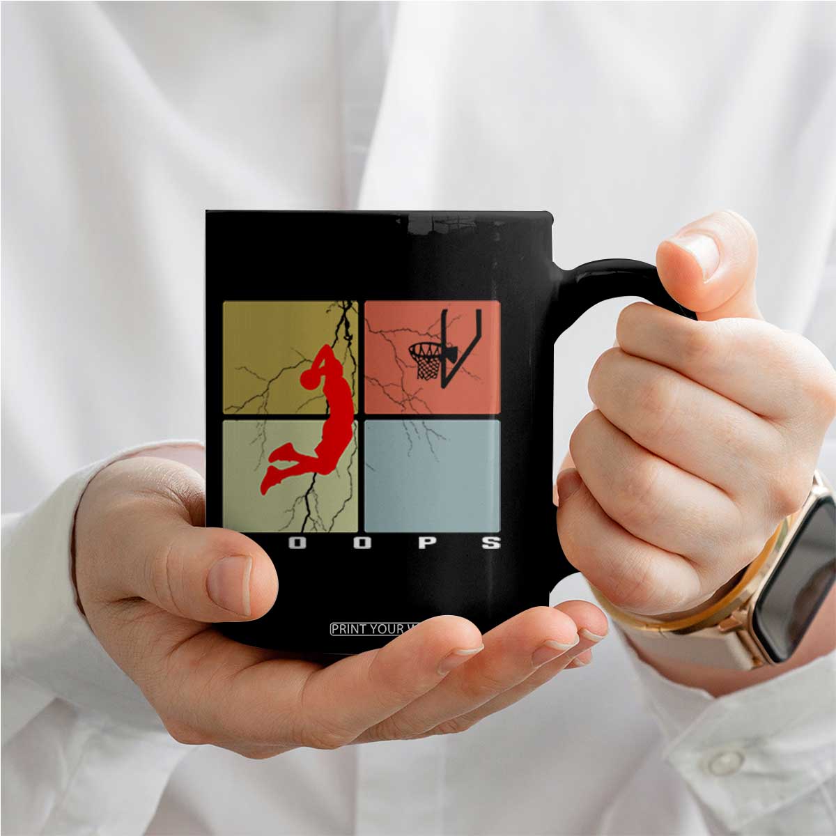 Hoops Life Coffee Mug Retro Basketball Dunk Silhouette TS12 Print Your Wear