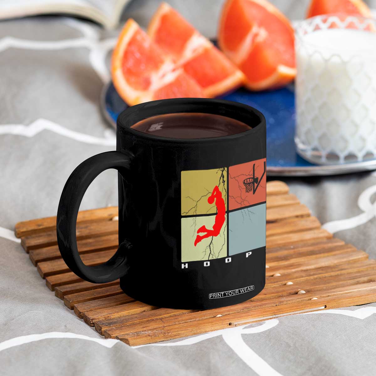 Hoops Life Coffee Mug Retro Basketball Dunk Silhouette TS12 Print Your Wear