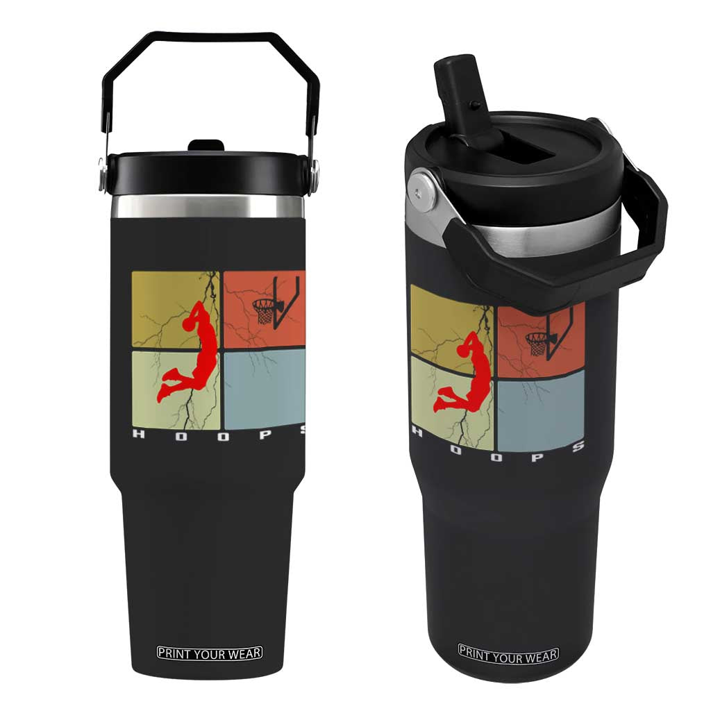 Hoops Life Flip Straw Tumbler Retro Basketball Dunk Silhouette TS12 One Size: 30 oz Black Print Your Wear
