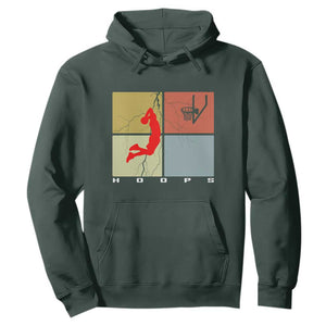 Hoops Life Hoodie Retro Basketball Dunk Silhouette TS12 Dark Forest Green Print Your Wear
