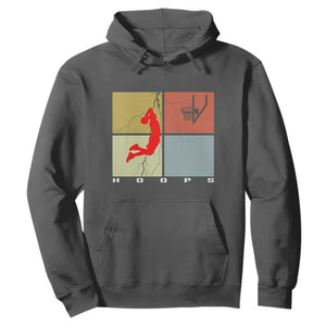 Hoops Life Hoodie Retro Basketball Dunk Silhouette TS12 Dark Heather Print Your Wear