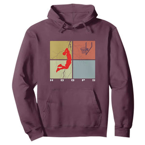 Hoops Life Hoodie Retro Basketball Dunk Silhouette TS12 Maroon Print Your Wear