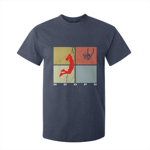 Hoops Life T Shirt For Kid Retro Basketball Dunk Silhouette TS12 Navy Print Your Wear