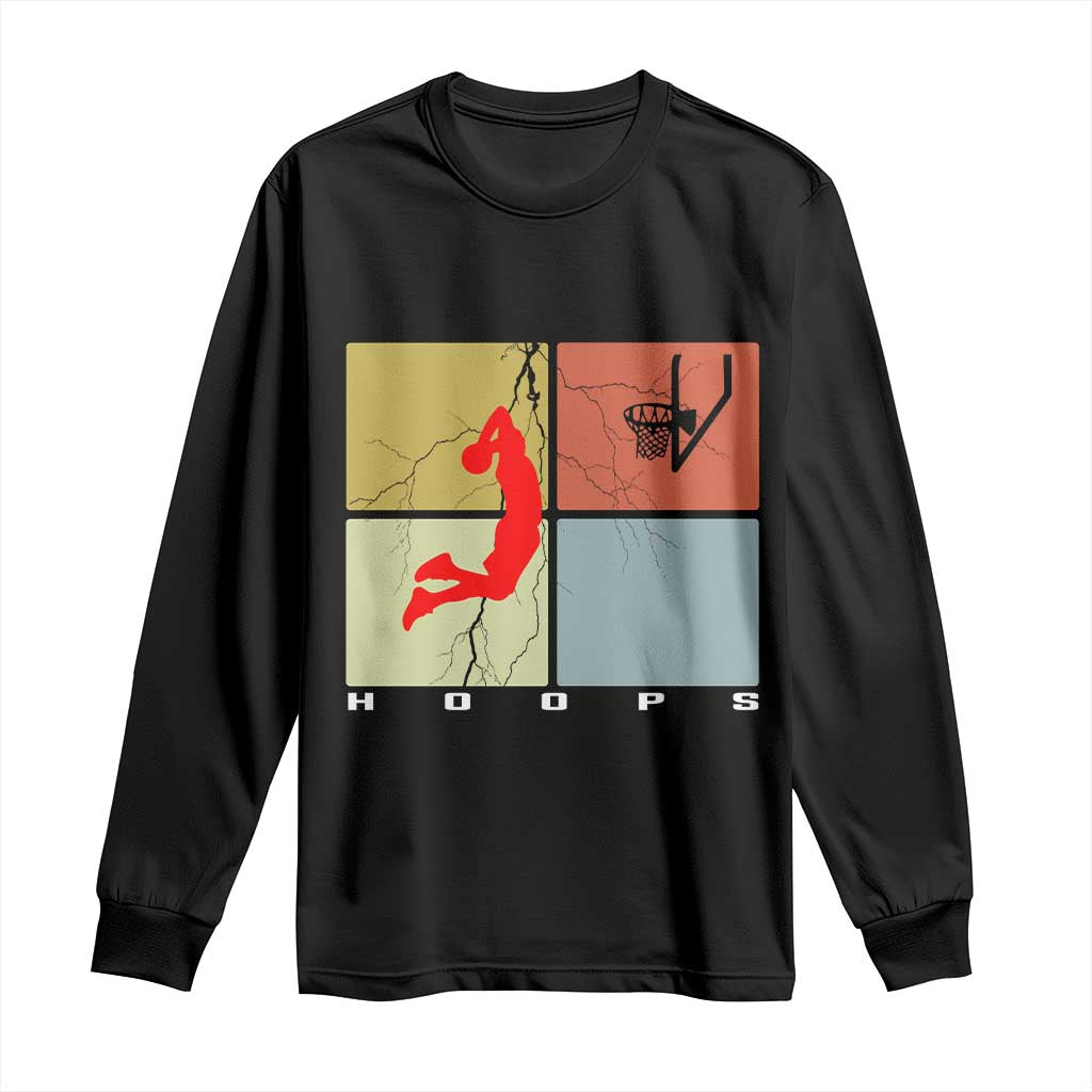 Hoops Life Long Sleeve Shirt Retro Basketball Dunk Silhouette TS12 Black Print Your Wear