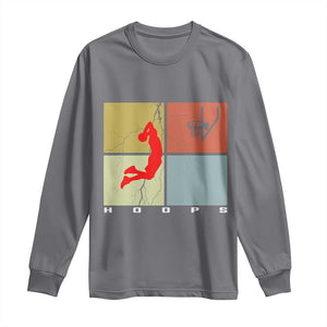 Hoops Life Long Sleeve Shirt Retro Basketball Dunk Silhouette TS12 Charcoal Print Your Wear