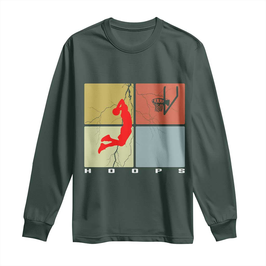 Hoops Life Long Sleeve Shirt Retro Basketball Dunk Silhouette TS12 Dark Forest Green Print Your Wear