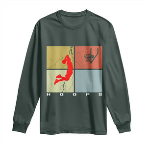 Hoops Life Long Sleeve Shirt Retro Basketball Dunk Silhouette TS12 Dark Forest Green Print Your Wear