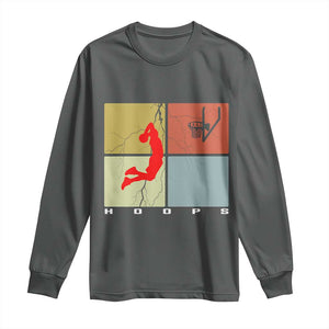 Hoops Life Long Sleeve Shirt Retro Basketball Dunk Silhouette TS12 Dark Heather Print Your Wear