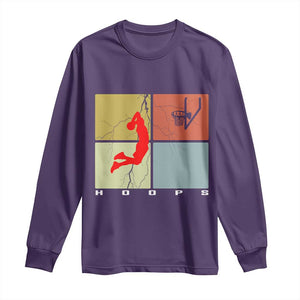 Hoops Life Long Sleeve Shirt Retro Basketball Dunk Silhouette TS12 Purple Print Your Wear
