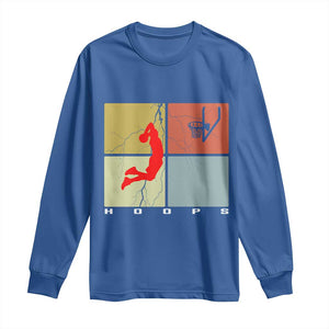Hoops Life Long Sleeve Shirt Retro Basketball Dunk Silhouette TS12 Royal Blue Print Your Wear