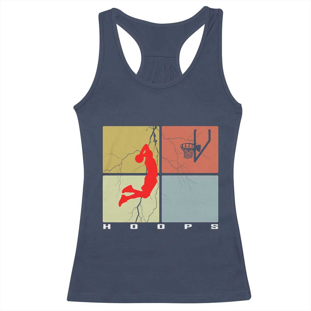 Hoops Life Racerback Tank Top Retro Basketball Dunk Silhouette TS12 Navy Print Your Wear