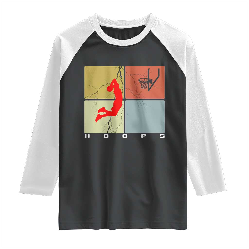 Hoops Life Raglan Shirt Retro Basketball Dunk Silhouette TS12 Black White Print Your Wear