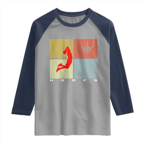 Hoops Life Raglan Shirt Retro Basketball Dunk Silhouette TS12 Sport Gray Navy Print Your Wear