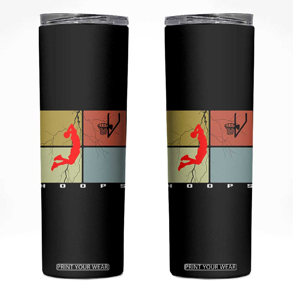 Hoops Life Skinny Tumbler Retro Basketball Dunk Silhouette TS12 Black Print Your Wear