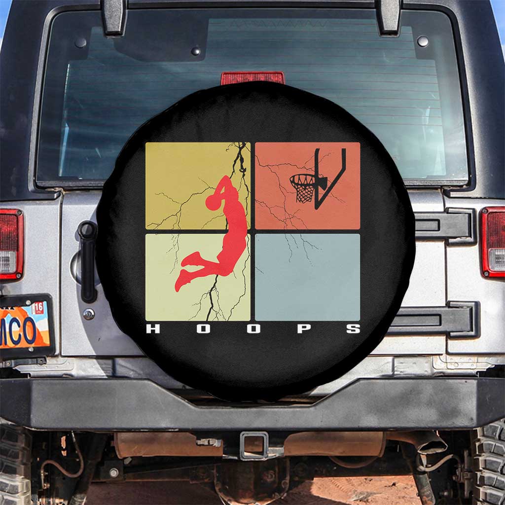 Hoops Life Spare Tire Cover Retro Basketball Dunk Silhouette TS12 No hole Black Print Your Wear