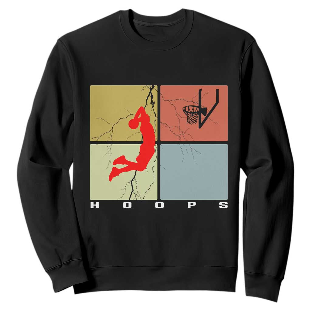 Hoops Life Sweatshirt Retro Basketball Dunk Silhouette TS12 Black Print Your Wear
