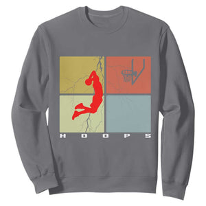 Hoops Life Sweatshirt Retro Basketball Dunk Silhouette TS12 Charcoal Print Your Wear