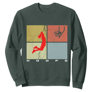Hoops Life Sweatshirt Retro Basketball Dunk Silhouette TS12 Dark Forest Green Print Your Wear