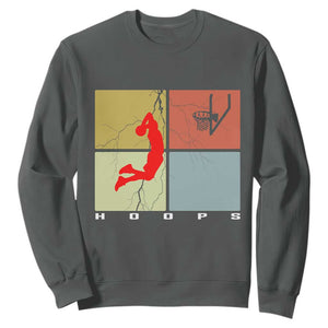 Hoops Life Sweatshirt Retro Basketball Dunk Silhouette TS12 Dark Heather Print Your Wear