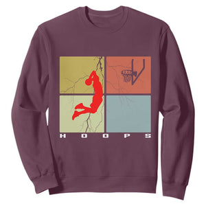Hoops Life Sweatshirt Retro Basketball Dunk Silhouette TS12 Maroon Print Your Wear