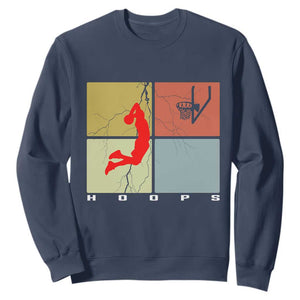 Hoops Life Sweatshirt Retro Basketball Dunk Silhouette TS12 Navy Print Your Wear