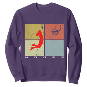 Hoops Life Sweatshirt Retro Basketball Dunk Silhouette TS12 Purple Print Your Wear